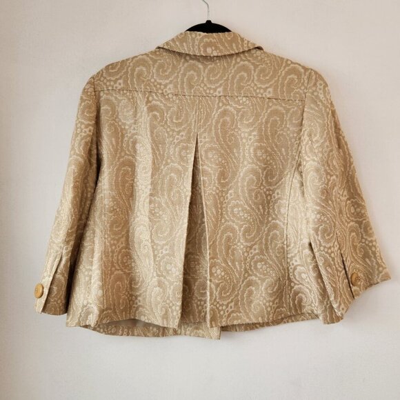 Talbots Gold Metallic Blazer Jacket Button Front Career Women's Petite 12 (12P) - Picture 2 of 7